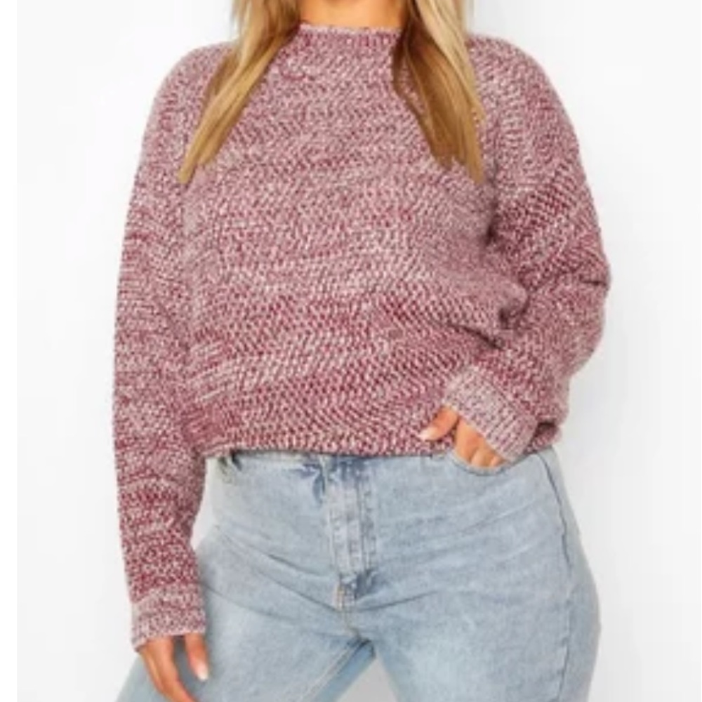 Wine textured knit sweater